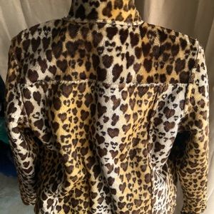 Brown suede/ leopard fur two sided jacket, size M